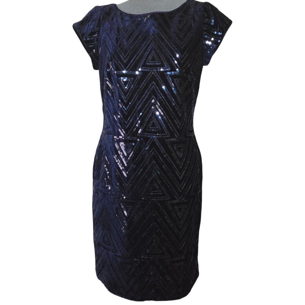 Eliza J Navy Blue Sequin Bodycon Dress Size 6